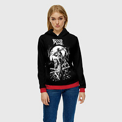 Толстовка-худи женская Бладборн ЧБ, цвет: 3D-красный — фото 2