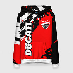 Толстовка-худи женская DUCATI ДУКАТИ ГРАНЖ, цвет: 3D-белый
