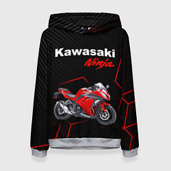 Толстовка-худи женская KAWASAKI NINJA КАВАСАКИ, цвет: 3D-меланж