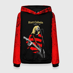 Толстовка-худи женская КУРТ КОБЕЙН НИРВАНА ЛОГО спина Z, цвет: 3D-черный