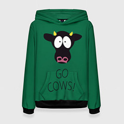 Толстовка-худи женская Go Cows, цвет: 3D-черный