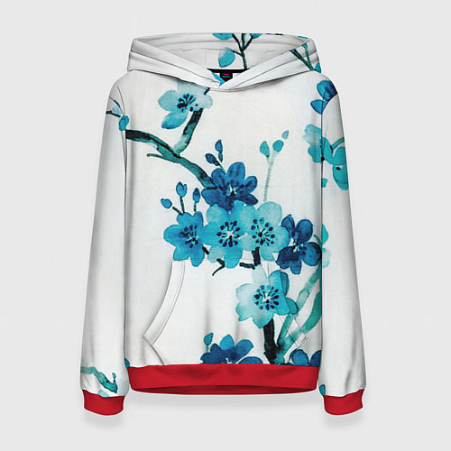 Женская толстовка Голубая сакура / 3D-Красный – фото 1