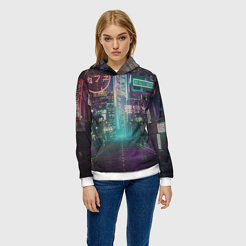 Женская толстовка Neon Tokyo / 3D-Белый – фото 3