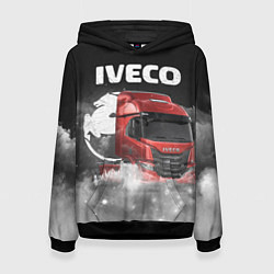 Толстовка-худи женская Iveco truck, цвет: 3D-черный