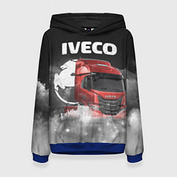 Толстовка-худи женская Iveco truck, цвет: 3D-синий