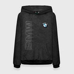 Толстовка-худи женская BMW LOGO AND INSCRIPTION, цвет: 3D-черный