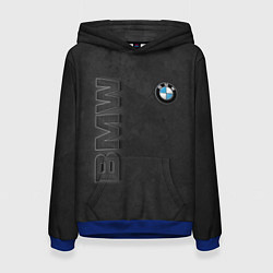 Толстовка-худи женская BMW LOGO AND INSCRIPTION, цвет: 3D-синий