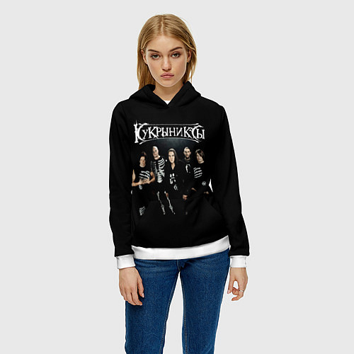 Женская толстовка Рок группа Кукрыниксы / 3D-Белый – фото 3