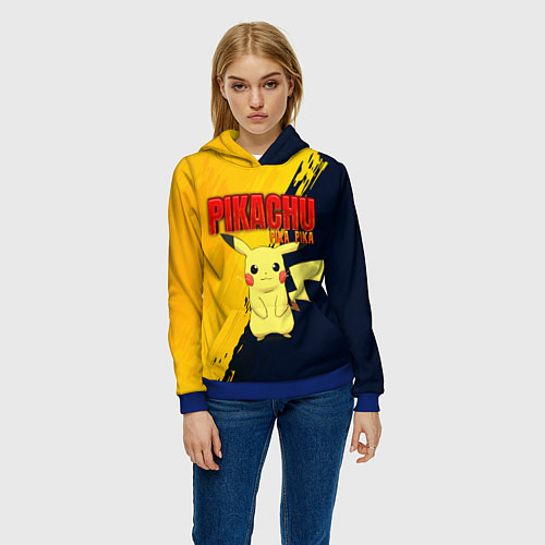 Женская толстовка PIKACHU PIKA PIKA ПИКАЧУ / 3D-Синий – фото 3