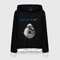 Толстовка-худи женская SpaceX Dragon 2, цвет: 3D-белый