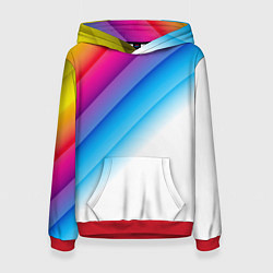Толстовка-худи женская РАДУЖНЫЕ ПОЛОСЫ RAINBOW Z, цвет: 3D-красный