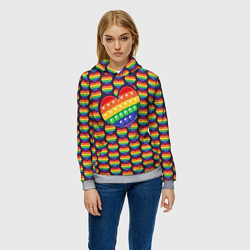Женская толстовка Большое сердце ПОП-ИТа / 3D-Меланж – фото 3