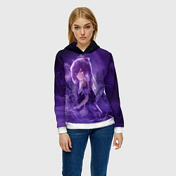 Толстовка-худи женская Кэ Цин в сиреневом тумане, цвет: 3D-белый — фото 2