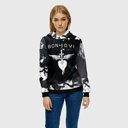 Толстовка-худи женская BON JOVI БОН ДЖОВИ, цвет: 3D-черный — фото 2