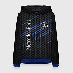 Толстовка-худи женская MERCEDES LOGO NEON, цвет: 3D-синий