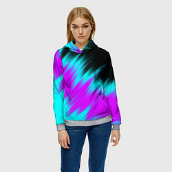 Толстовка-худи женская НЕОНОВЫЕ ПОЛОСЫ И НИЧЕГО ЛИШНЕГО NEON STRIPES, цвет: 3D-меланж — фото 2