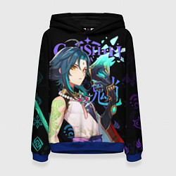 Толстовка-худи женская Сяо Genshin Impact, цвет: 3D-синий