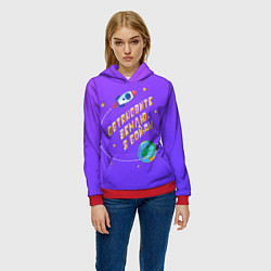 Толстовка-худи женская Остановите Землю - Я сойду, цвет: 3D-красный — фото 2