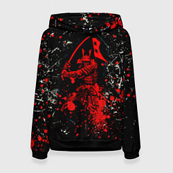 Толстовка-худи женская Красный Японский Самурай Samurai, цвет: 3D-черный