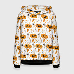 Толстовка-худи женская Patern Halloween 22, цвет: 3D-черный