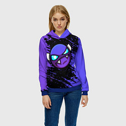 Толстовка-худи женская Geometry Dash, цвет: 3D-синий — фото 2