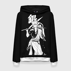 Толстовка-худи женская Гинтоки Саката держит меч Гинтама, цвет: 3D-белый