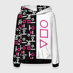 Толстовка-худи женская Игра в кальмара: Стражи, цвет: 3D-черный