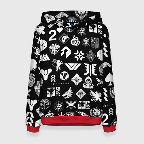 Женская толстовка DESTINY 2 PATTERN GAME LOGO ДЕСТИНИ 2 ПАТТЕРН СИМВ / 3D-Красный – фото 1