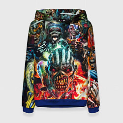 Толстовка-худи женская Iron Maiden allover, цвет: 3D-синий