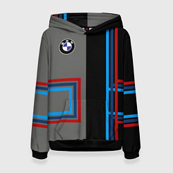 Толстовка-худи женская Автомобиль BMW БМВ, цвет: 3D-черный