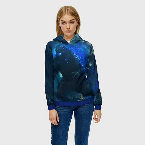 Женская толстовка ГОДЗИЛЛА В МОРЕ / 3D-Синий – фото 3