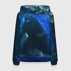 Толстовка-худи женская ГОДЗИЛЛА В МОРЕ, цвет: 3D-синий
