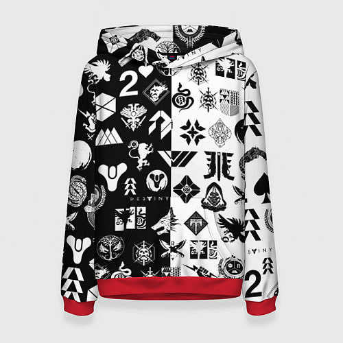 Женская толстовка DESTINY LOGOBOMBING ЧЁРНО БЕЛОЕ / 3D-Красный – фото 1