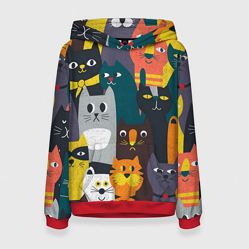 Женская толстовка Крутые коты / 3D-Красный – фото 1