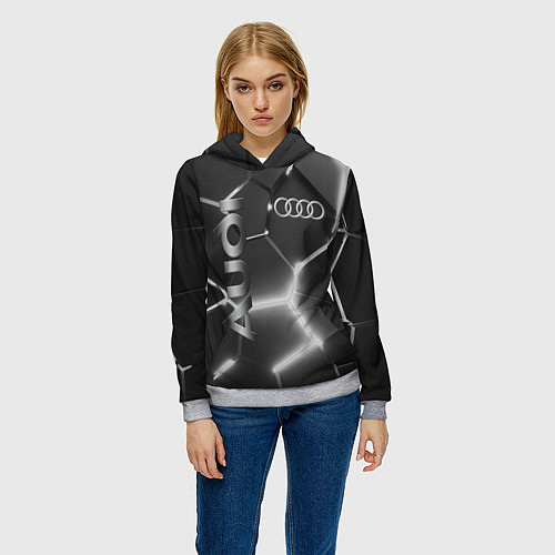 Женская толстовка AUDI GREY 3D ПЛИТЫ / 3D-Меланж – фото 3