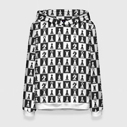 Толстовка-худи женская Шахматы Шахматные Фигуры, цвет: 3D-белый