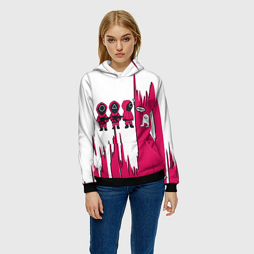 Женская толстовка Squid Game among us Люди в масках, / 3D-Черный – фото 3