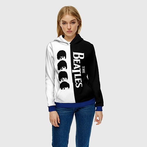 Женская толстовка The Beatles черно - белый партер / 3D-Синий – фото 3
