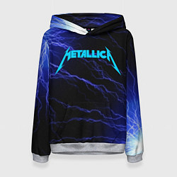 Толстовка-худи женская METALLICA BLUE FLASH МЕТАЛЛИКА СИНИЕ МОЛНИИ, цвет: 3D-меланж