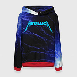 Толстовка-худи женская METALLICA BLUE FLASH МЕТАЛЛИКА СИНИЕ МОЛНИИ, цвет: 3D-красный