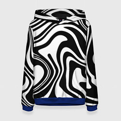 Толстовка-худи женская Черно-белые полосы Black and white stripes, цвет: 3D-синий