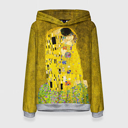 Толстовка-худи женская Влюблённые поцелуй художник Климт, цвет: 3D-меланж