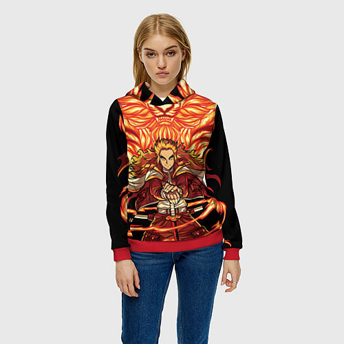 Женская толстовка Пламенный столб Ренгоку Кенджуро / 3D-Красный – фото 3