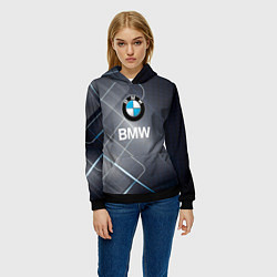 Толстовка-худи женская BMW Logo, цвет: 3D-черный — фото 2