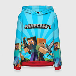 Толстовка-худи женская МАЙНКРАФТ ГЕРОИ ИГРЫ MINECRAFT, цвет: 3D-красный