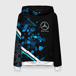 Толстовка-худи женская Mercedes AMG Осколки стекла, цвет: 3D-белый