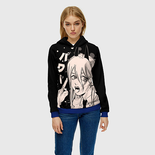 Женская толстовка Пауэр, Человек-бензопила / 3D-Синий – фото 3