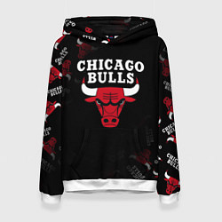 Толстовка-худи женская ЧИКАГО БУЛЛС БЫКИ CHICAGO BULLS, цвет: 3D-белый