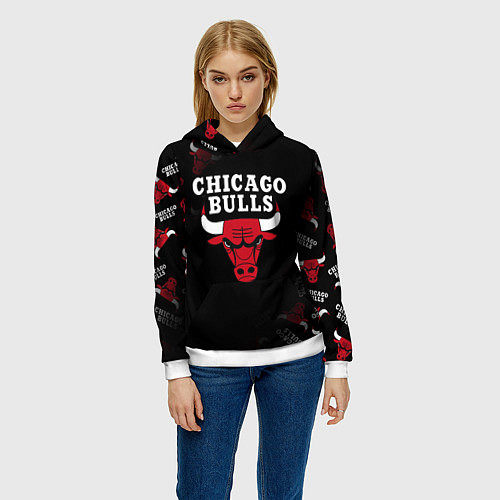 Женская толстовка ЧИКАГО БУЛЛС БЫКИ CHICAGO BULLS / 3D-Белый – фото 3