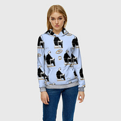 Толстовка-худи женская Годжо паттерн, цвет: 3D-меланж — фото 2